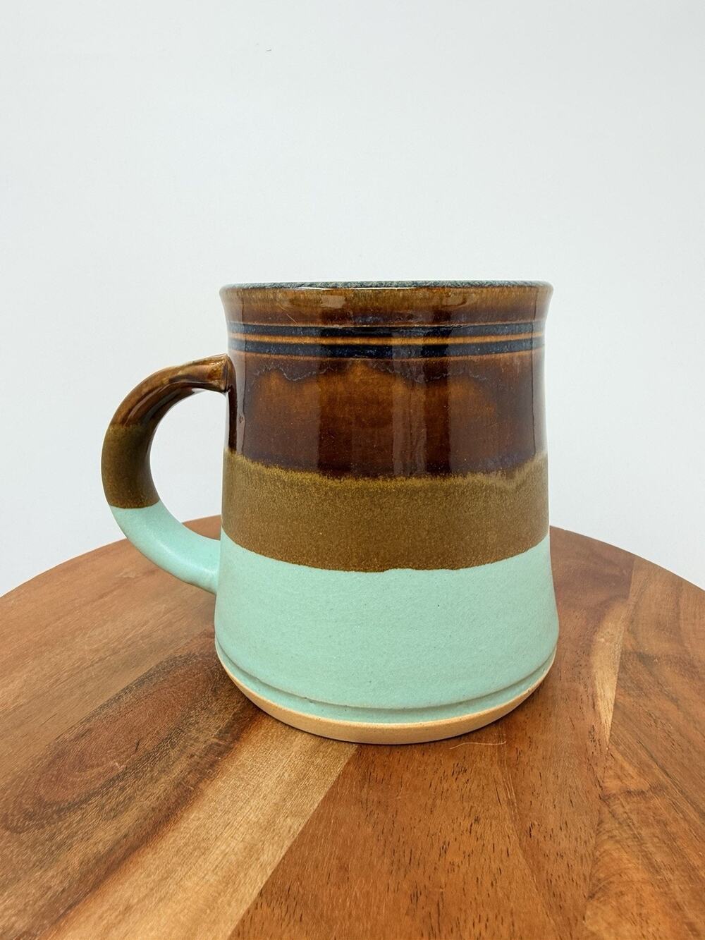 Mud Love Mug 10 oz. Stoneware Coffee Aqua/brown Color Block USA